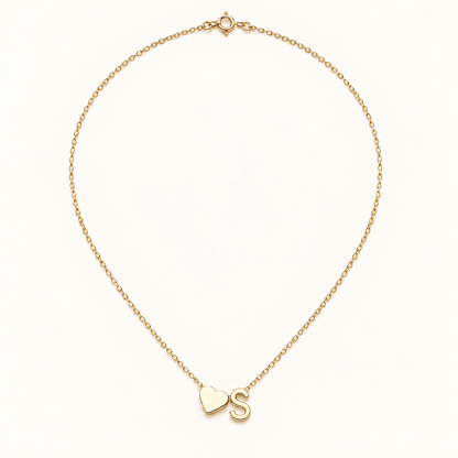 Initial Heart Necklace in Golden with letter S