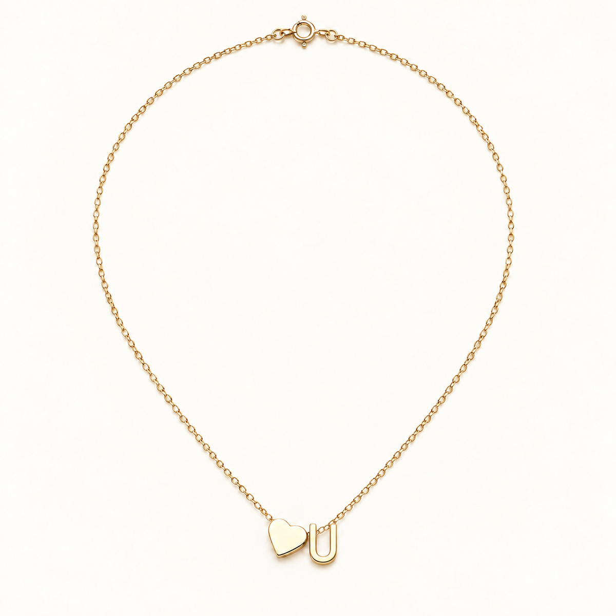 Initial Heart Necklace in Golden with letter U