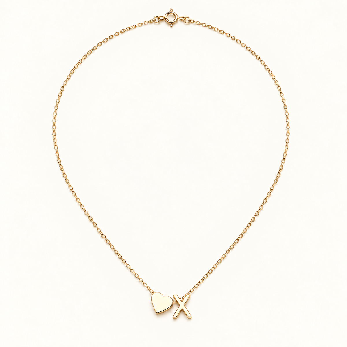 Initial Heart Necklace in Golden with letter X