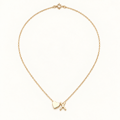 Initial Heart Necklace in Golden with letter X