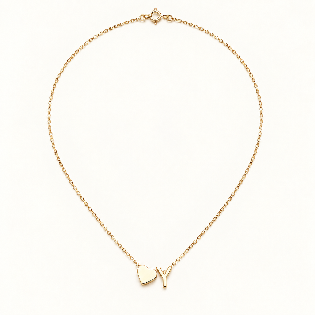 Initial Heart Necklace in Golden with letter Y