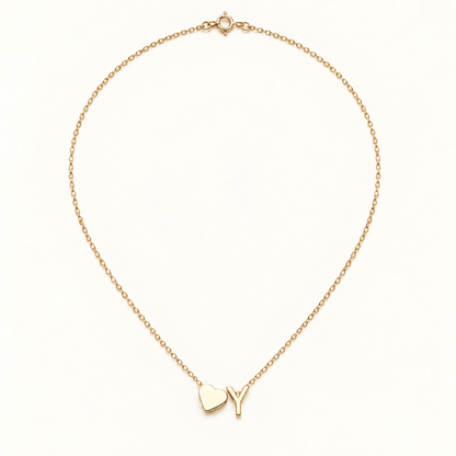 Initial Heart Necklace in Golden with letter Y