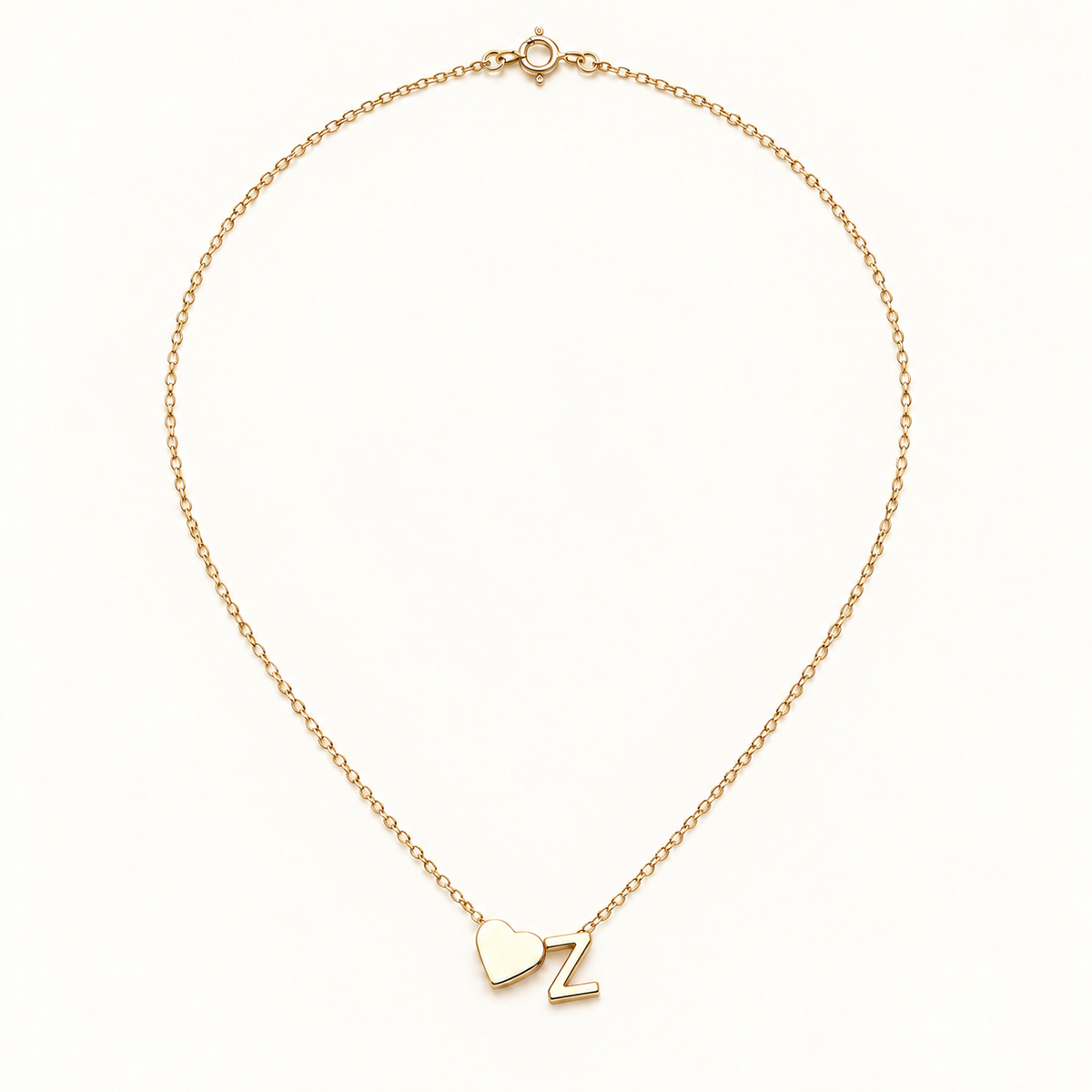 Initial Heart Necklace in Golden with letter Z