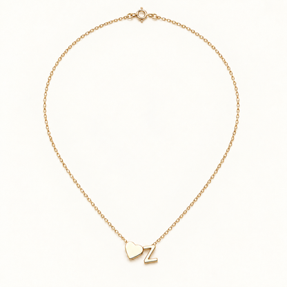 Initial Heart Necklace in Golden with letter Z