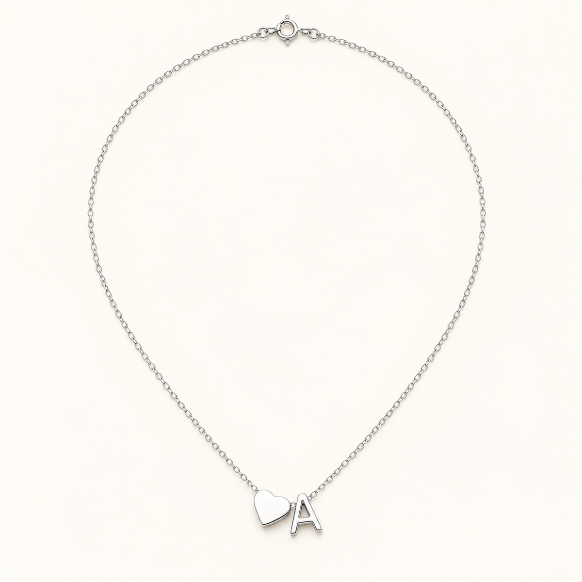 Initial Heart Necklace in Silvery with letter A
