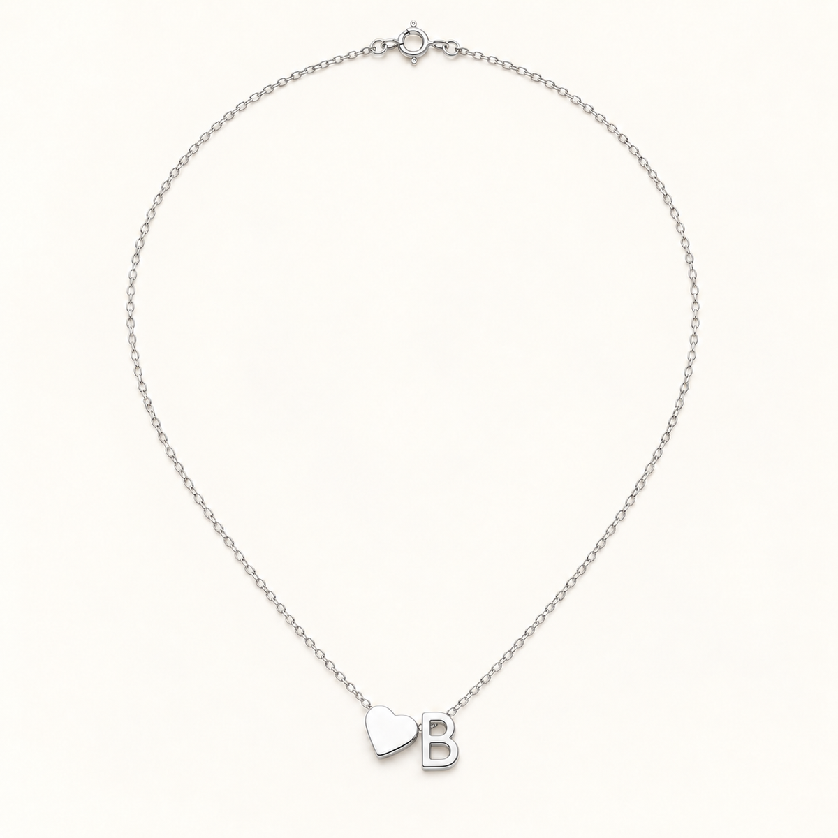 Initial Heart Necklace in Silvery with letter B