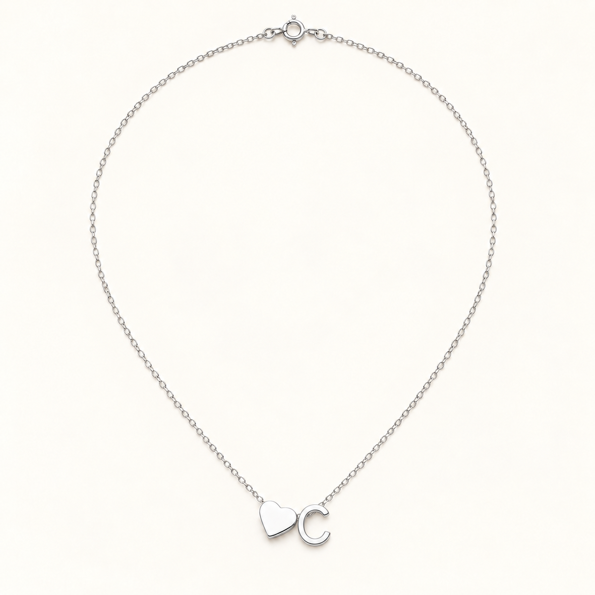 Initial Heart Necklace in Silvery with letter C