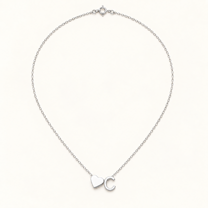 Initial Heart Necklace in Silvery with letter C