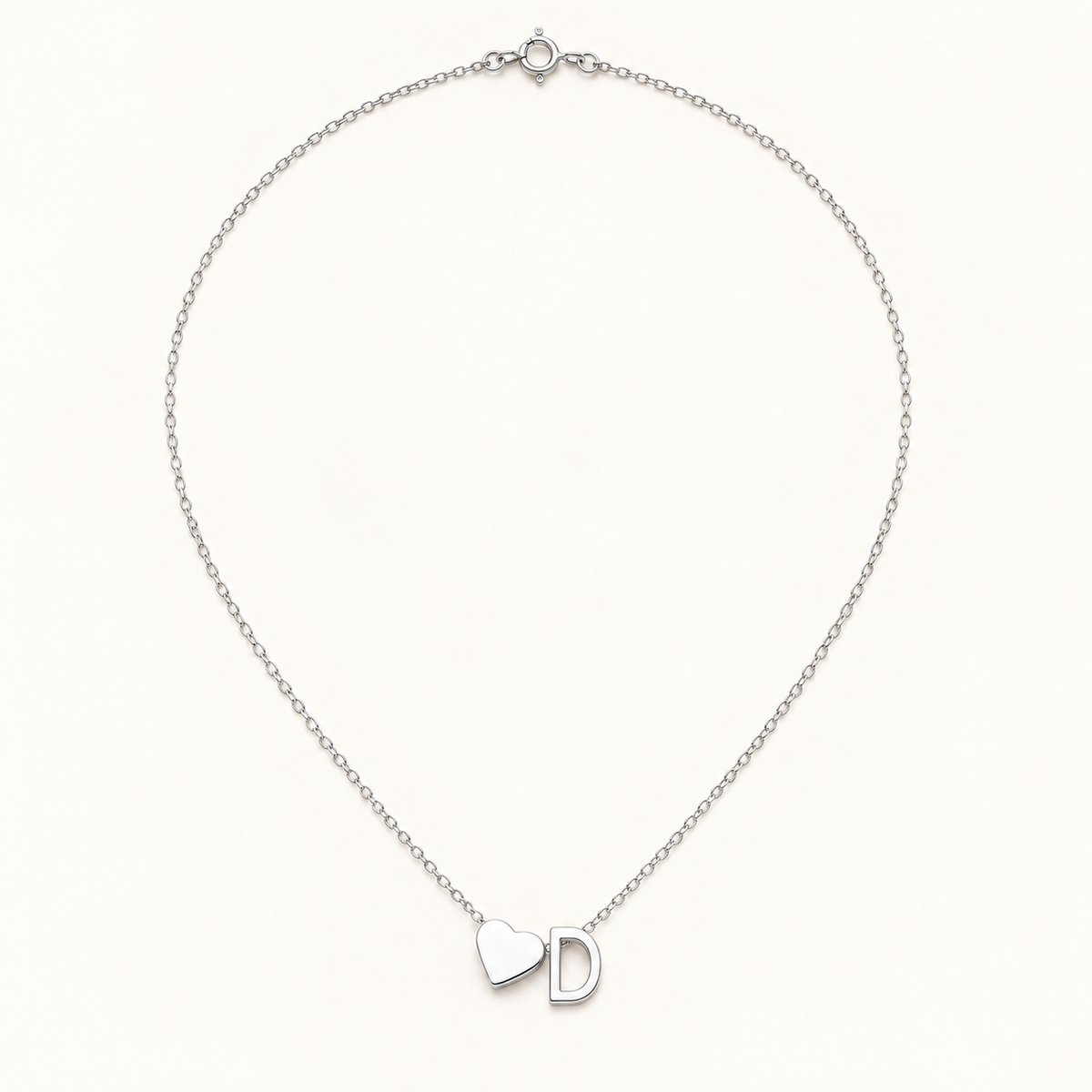 Initial Heart Necklace in Silvery with letter D