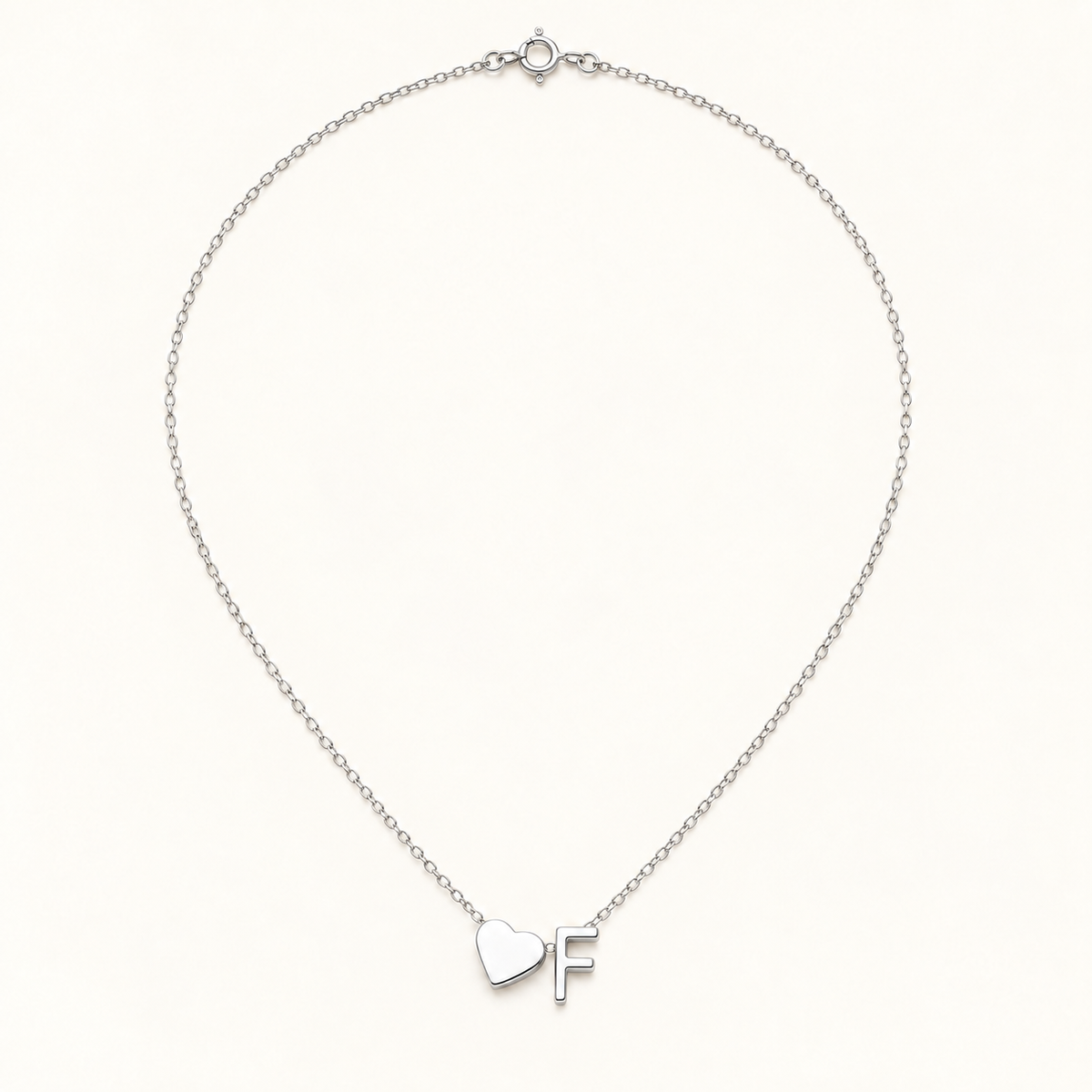 Initial Heart Necklace in Silvery with letter F