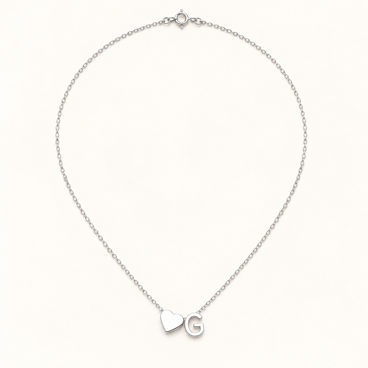 Initial Heart Necklace in Silvery with letter G