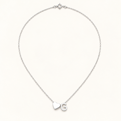 Initial Heart Necklace in Silvery with letter G