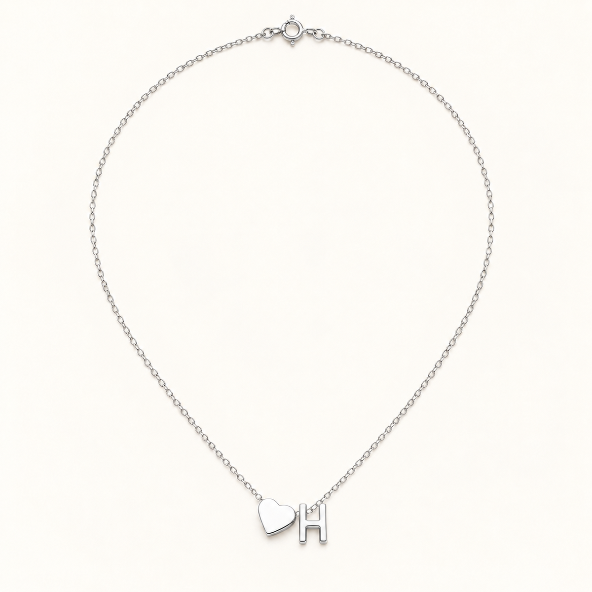 Initial Heart Necklace in Silvery with letter H