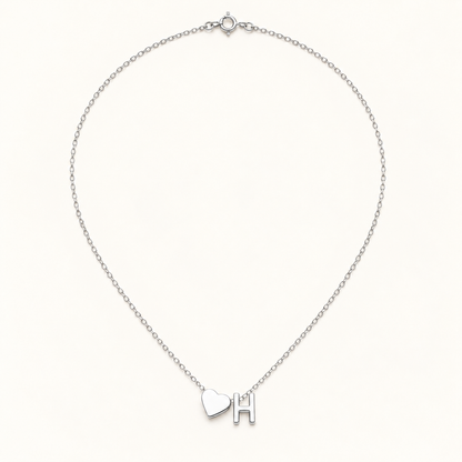 Initial Heart Necklace in Silvery with letter H