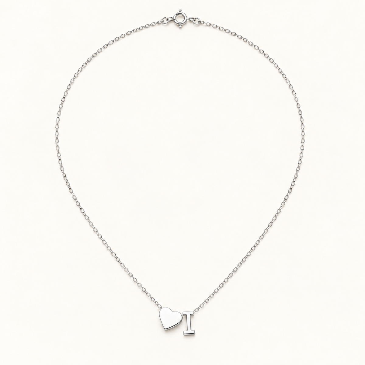 Initial Heart Necklace in Silvery with letter I