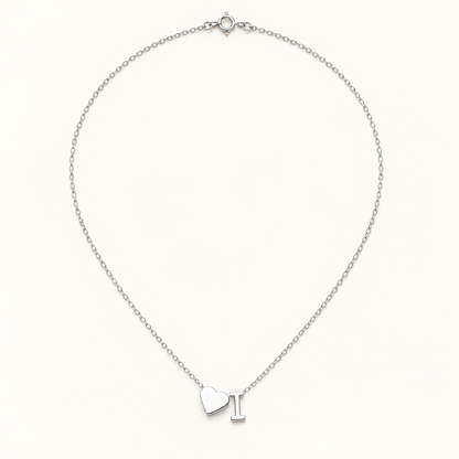Initial Heart Necklace in Silvery with letter I