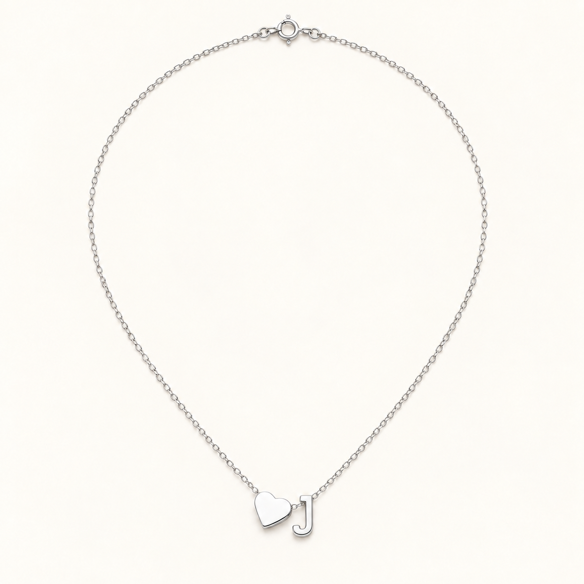 Initial Heart Necklace in Silvery with letter J