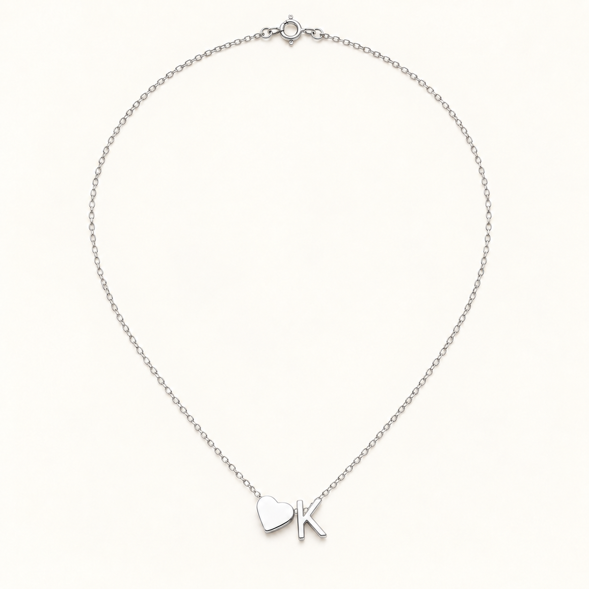 Initial Heart Necklace in Silvery with letter K