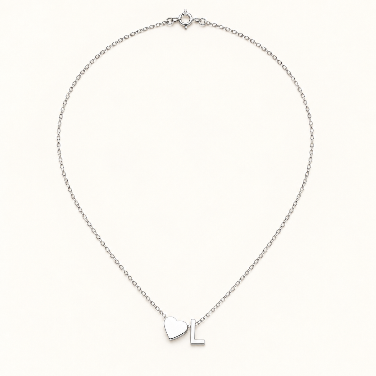 Initial Heart Necklace in Silvery with letter L