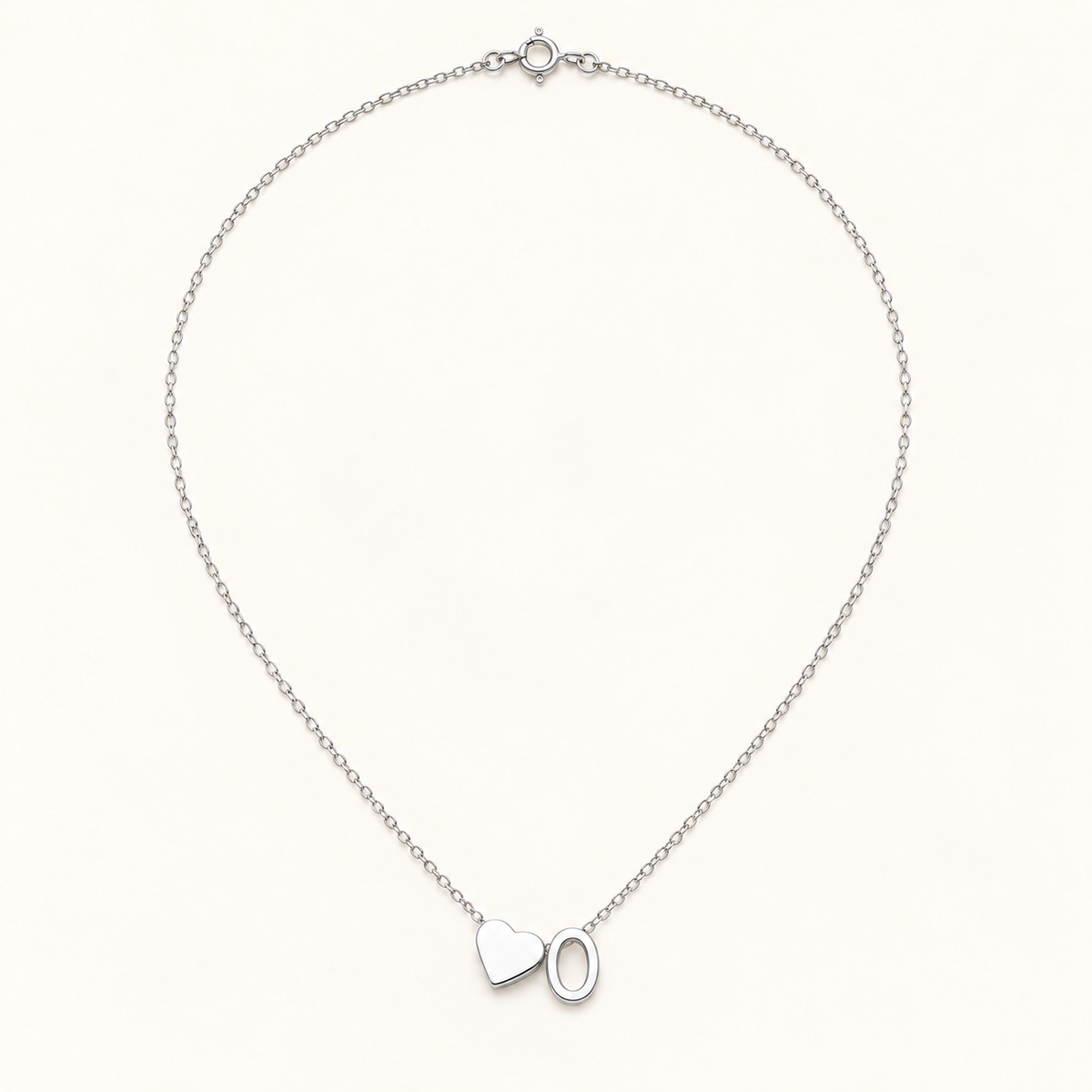Initial Heart Necklace in Silvery with letter O