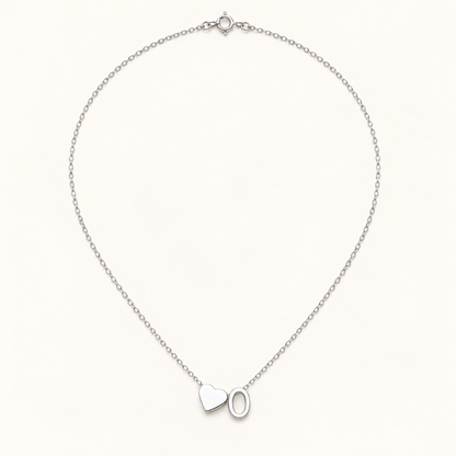 Initial Heart Necklace in Silvery with letter O