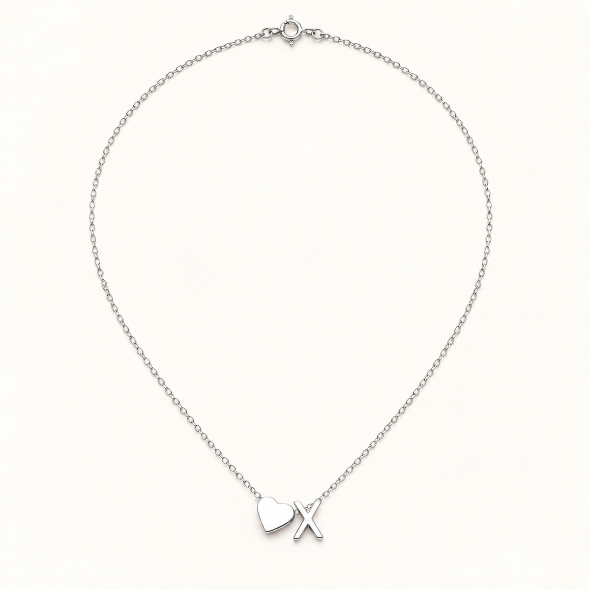 Initial Heart Necklace in Silvery with letter X
