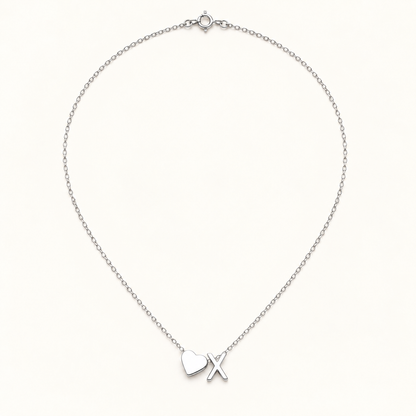 Initial Heart Necklace in Silvery with letter X