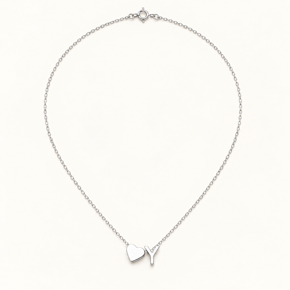 Initial Heart Necklace in Silvery with letter Y