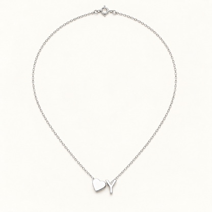 Initial Heart Necklace in Silvery with letter Y