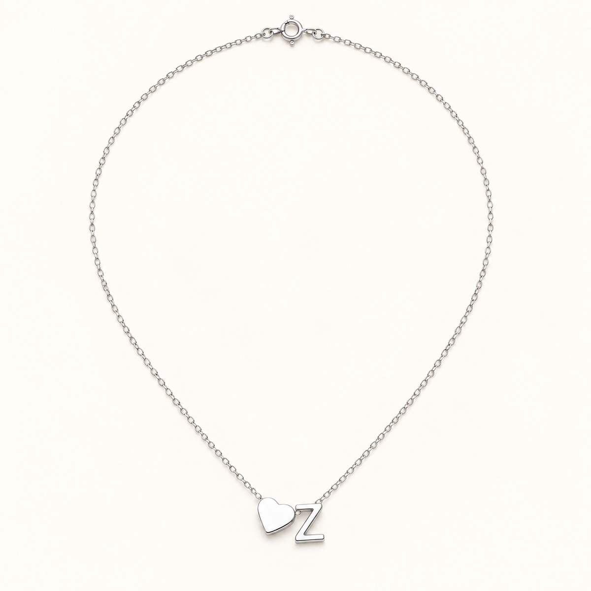 Initial Heart Necklace in Silvery with letter Z
