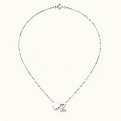 Initial Heart Necklace in Silvery with letter Z