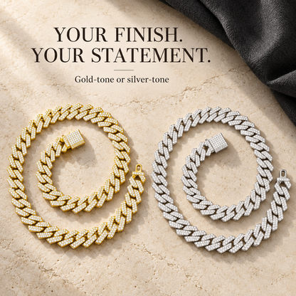 Gold-tone and silver-tone Cuban link chains. Your finish, your statement.