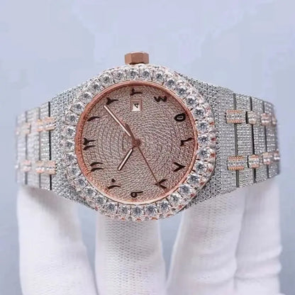 ced Out Watch With CZ Moissanite Design