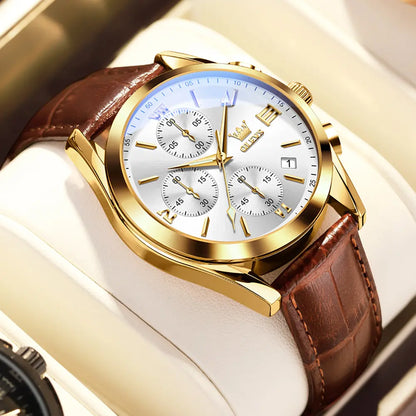 Leather Casual Chronograph Analog Watch