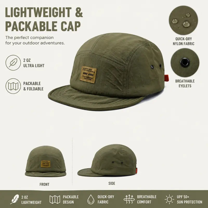 Japanese Style Lightweight Packable 5-Panel Cap