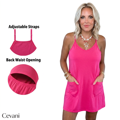 Sleeveless Mini Dress with Built-In Shorts