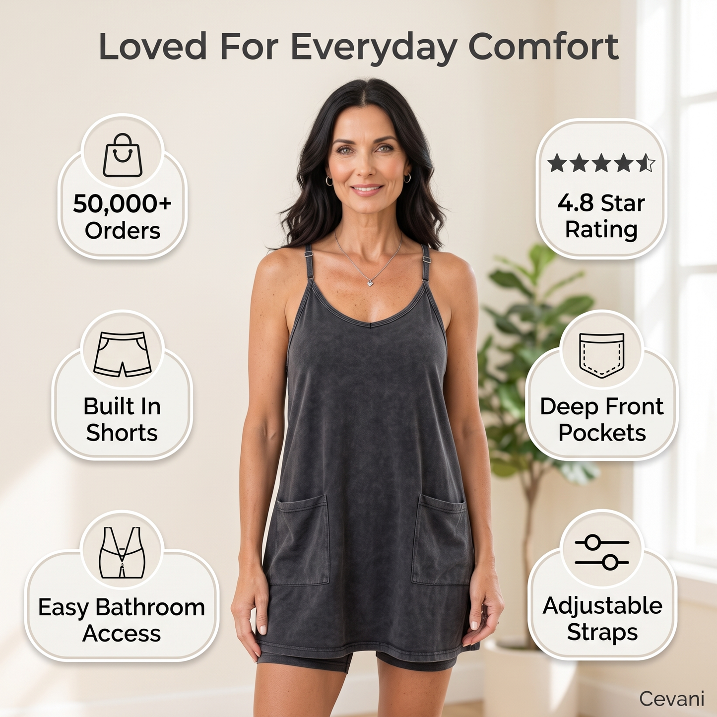 Sleeveless Mini Dress with Built-In Shorts