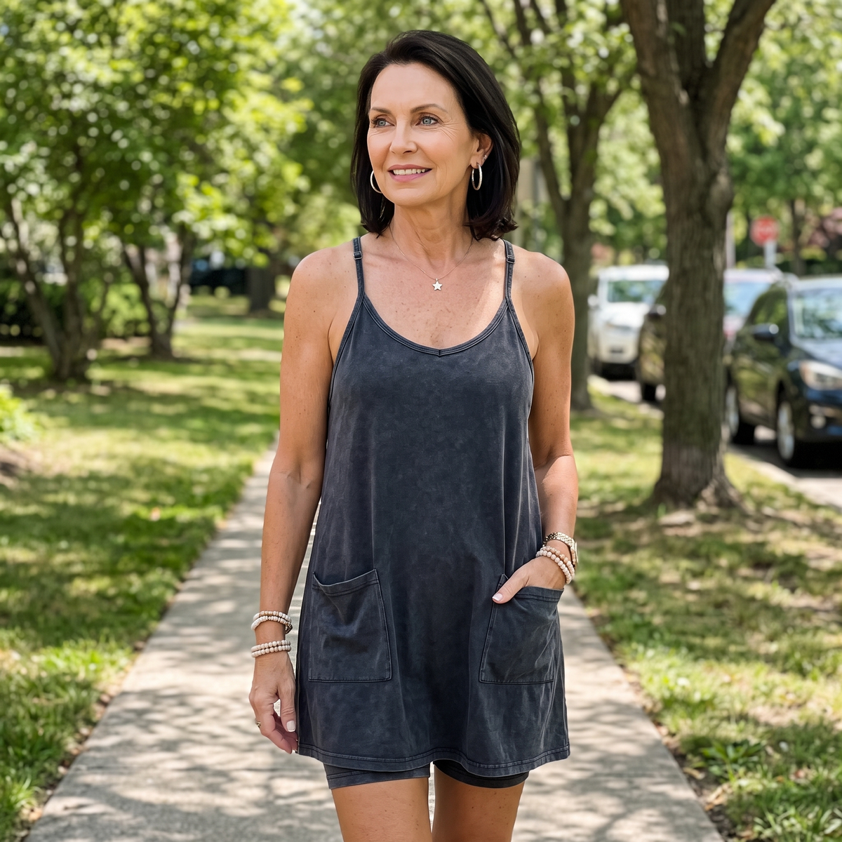 Sleeveless Mini Dress with Built-In Shorts