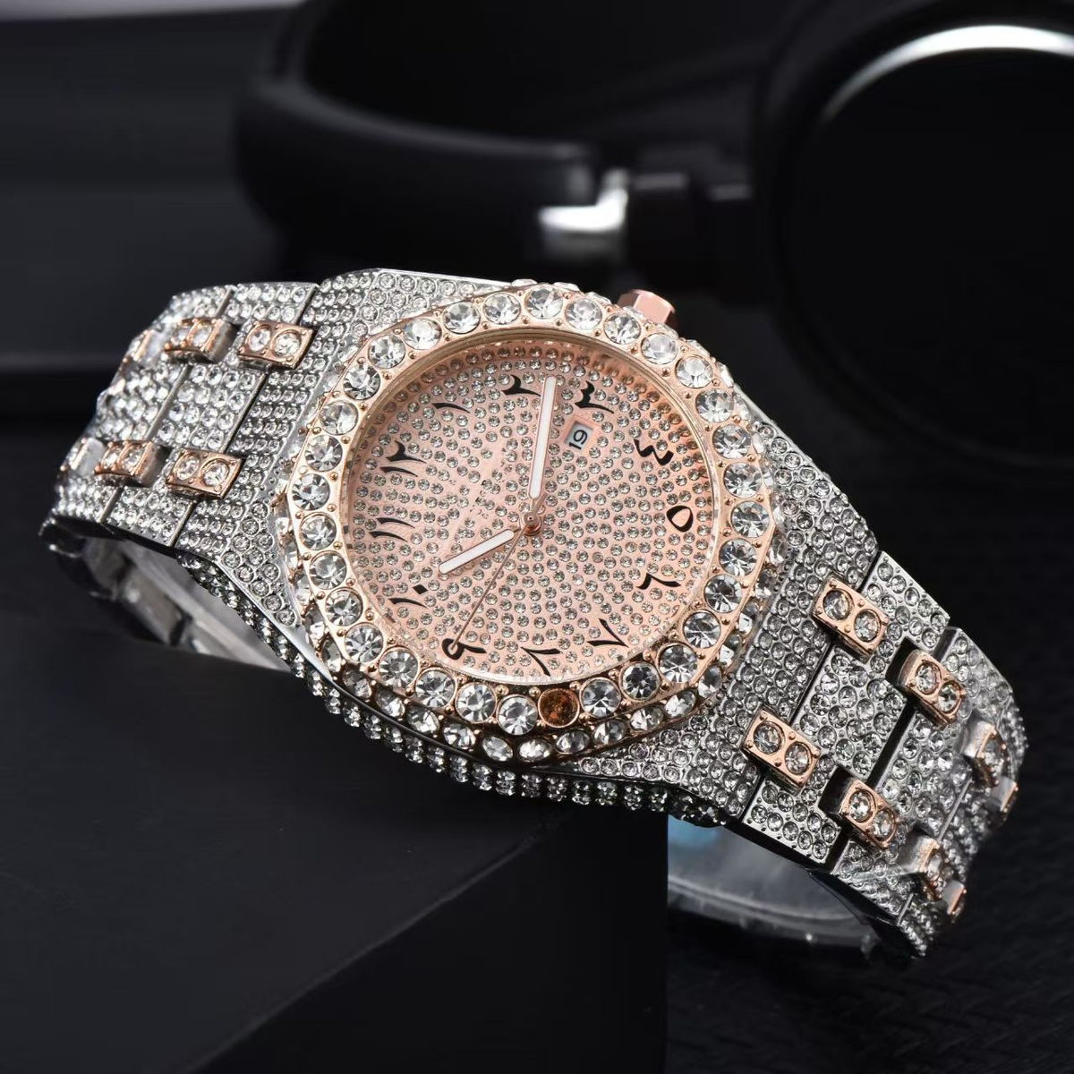 Iced Out Watch With CZ Moissanite Design