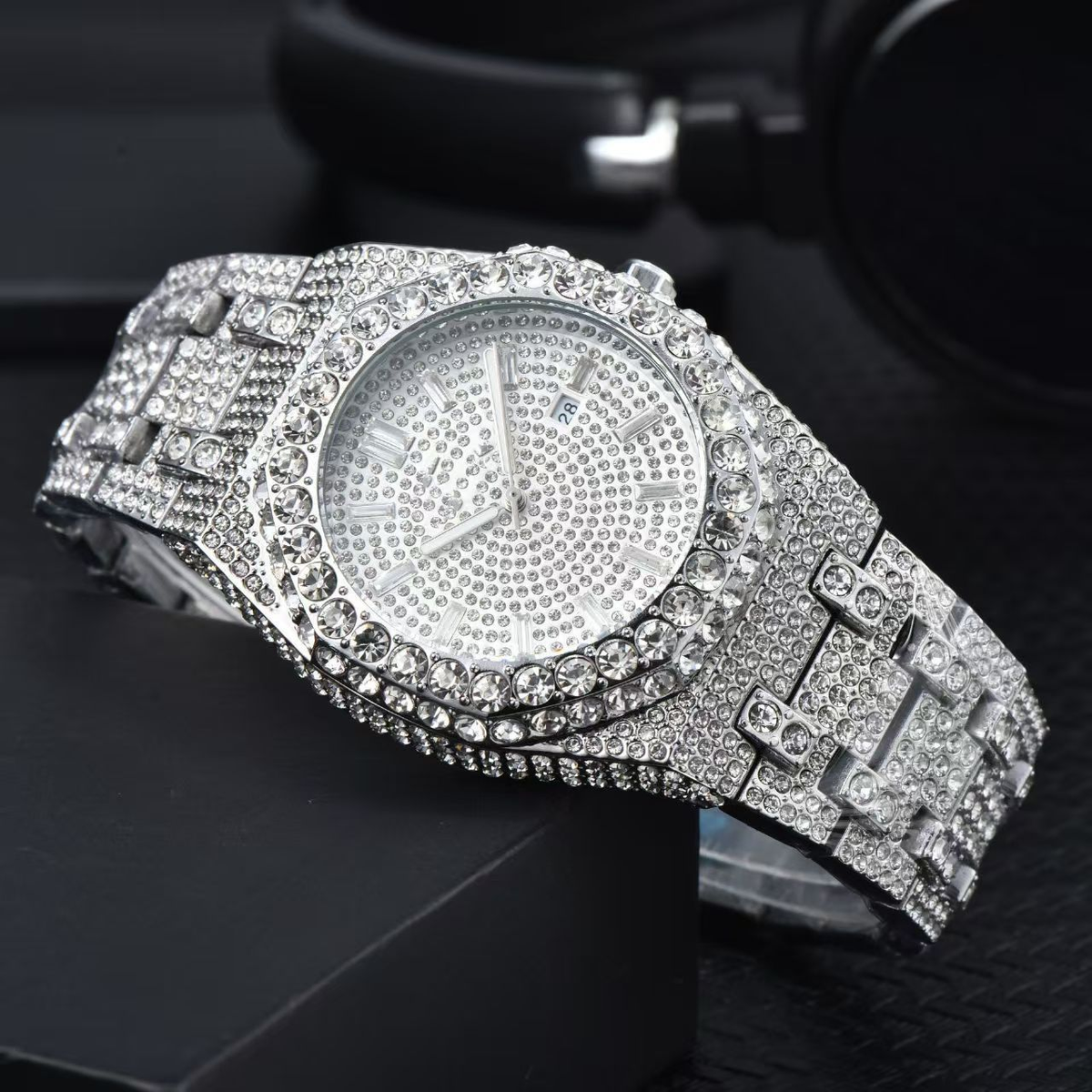 Iced Out Watch With CZ Moissanite Design
