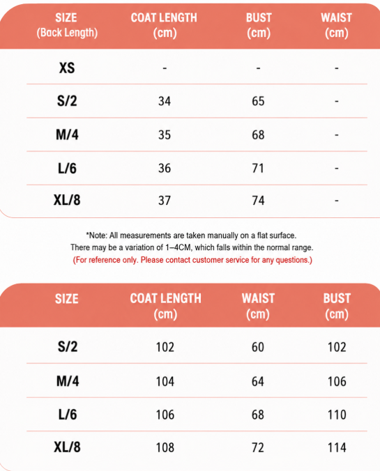 Nova pants supplier size chart