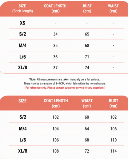 Nova pants supplier size chart