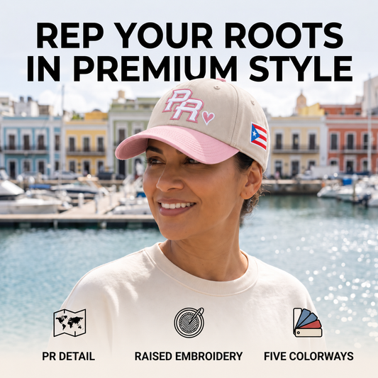 Rep your roots in premium style: Blush Pink Puerto Rico cap at the waterfront.