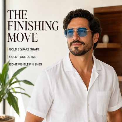 Riviera Blue sunglasses as the finishing move