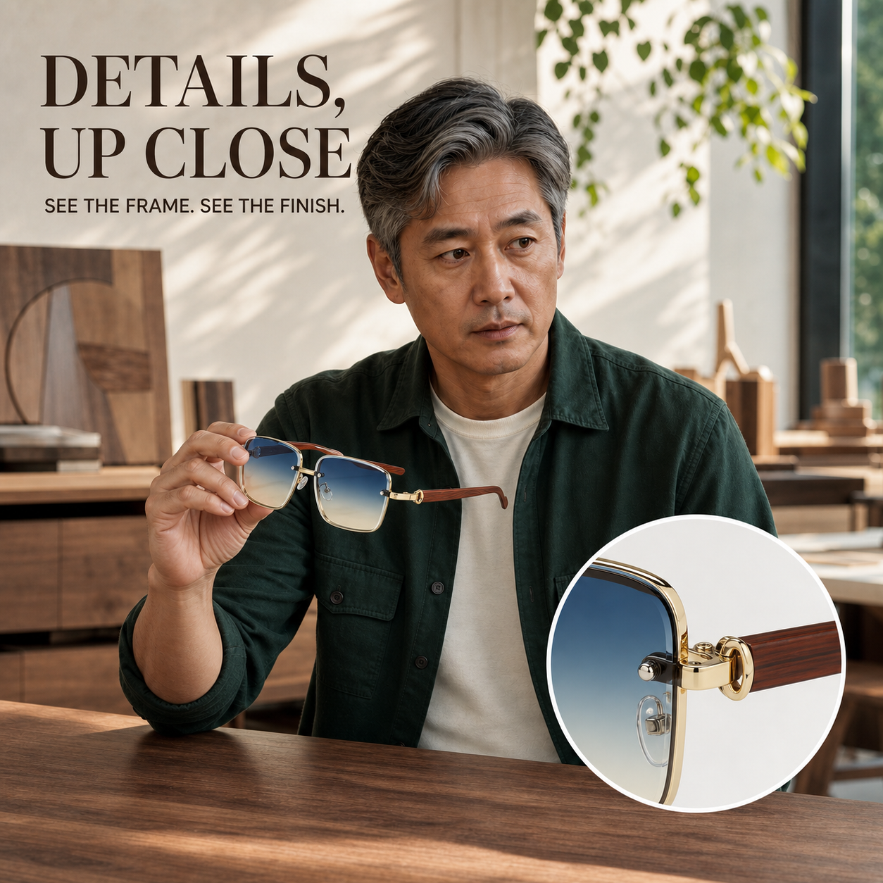 Coastal Navy Gradient frame details up close