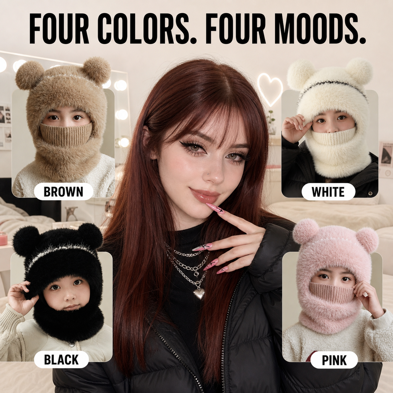 Teddy Bear Balaclava in four available colors