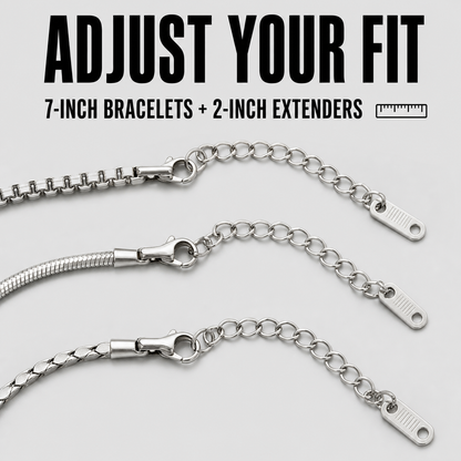 Veyron bracelet clasps and extenders with verified seven-inch plus two-inch sizing